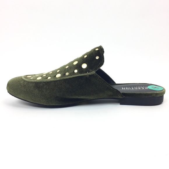 Kenneth Cole Reaction Shoes - Kenneth Cole Reaction Studded Velour Mules, Green